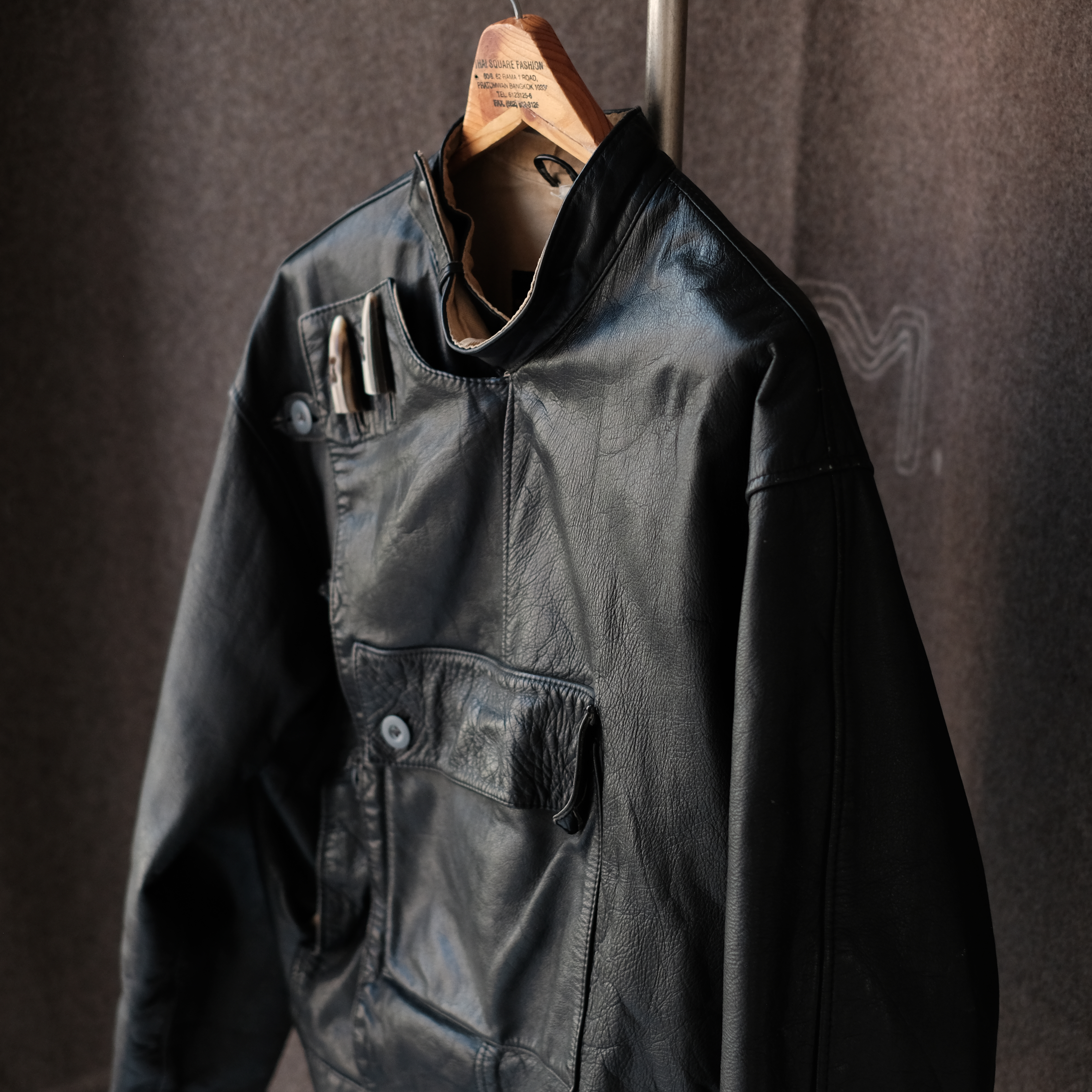 80s~90s SWEDISH ARMY TYPE MORTORCYCLE LEATHER JACKET｜SAFARI 