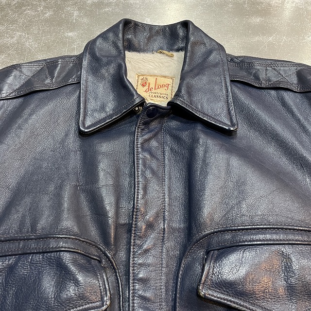 DE LONG BONBER LEATHER JACKET 60S 「ネイビーレザー、サイズ40 