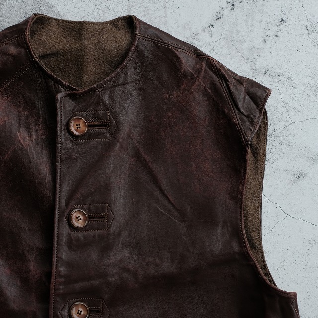 40s BRITISH ARMY JERKIN LEATHER VEST｜SAFARI サファリ｜高円寺 