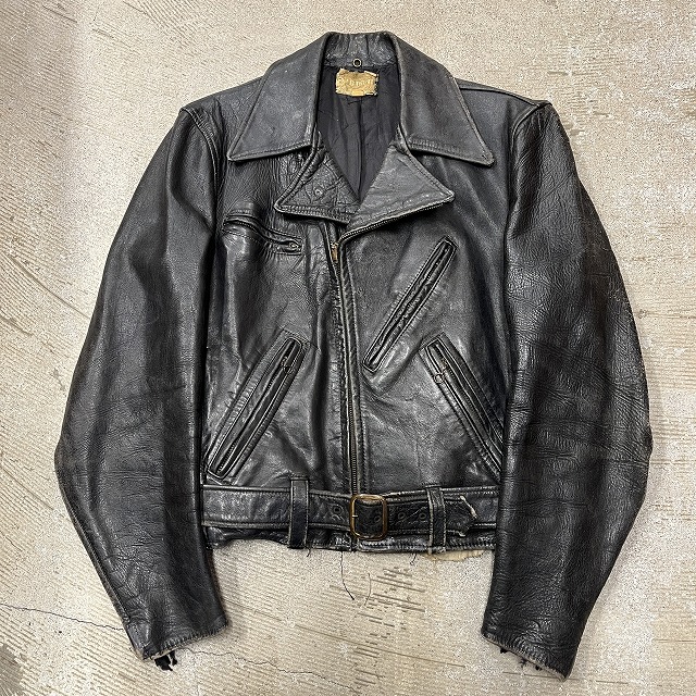 MONTGOMERY WARD LEATHER RIDERS JKT 50S 「BLACK CONMER ZIP 