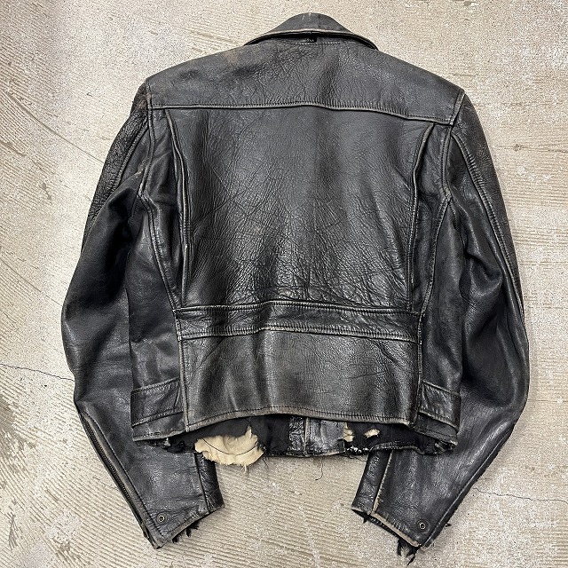 返品?交換対象商品】 30s40s 黒 ライダースJKT レザー モンゴメリー 