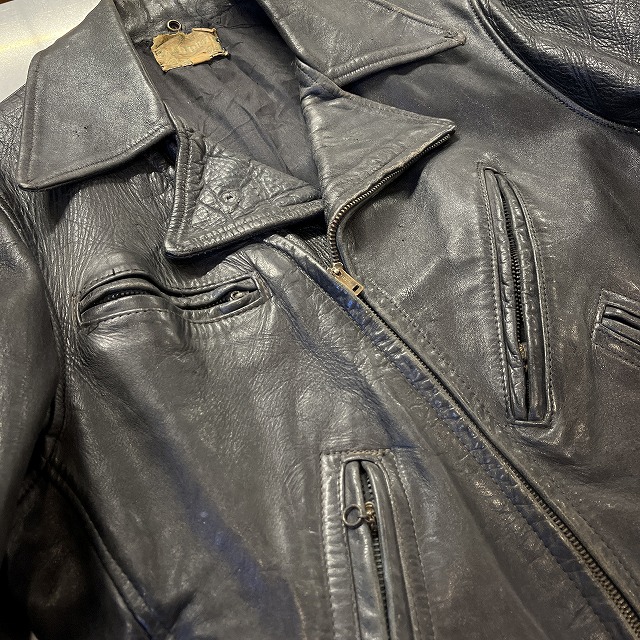 返品?交換対象商品】 30s40s 黒 ライダースJKT レザー モンゴメリー 