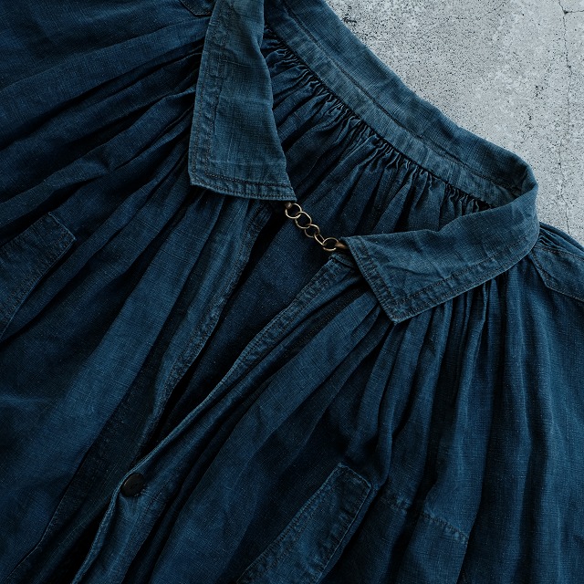 1900EARLY FRENCH VINTAGE INDIGO LINEN SMOCK｜SAFARI サファリ