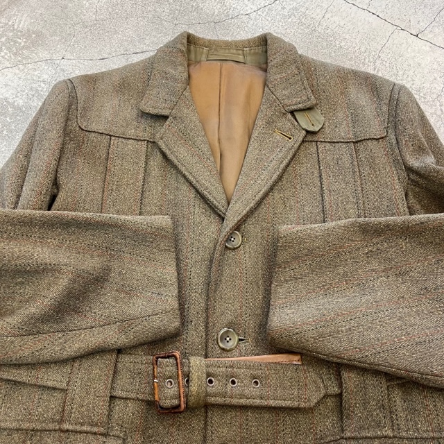 UNKNOWN WOOL HERINGBONE NORFOLK JACKET 1950'S-60'S VINTAGE｜SAFARI 