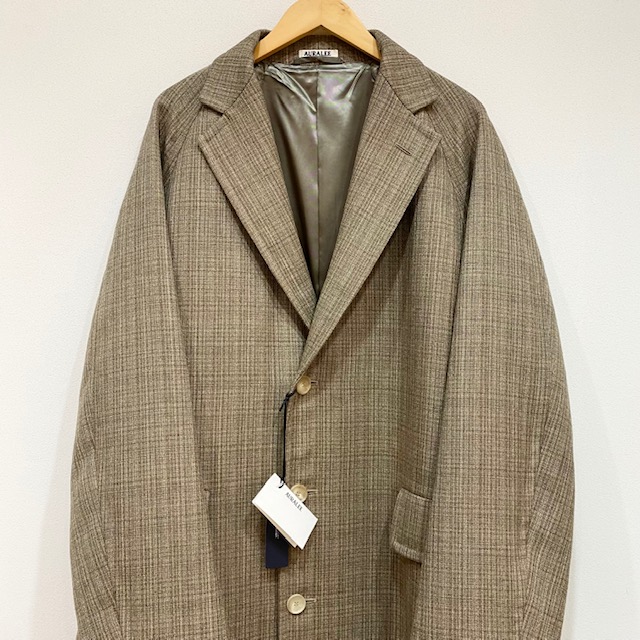 AURALEE BLUEFACED WOOL DOUBLE CLOTH CHESTERFIELD COAT｜SAFARI