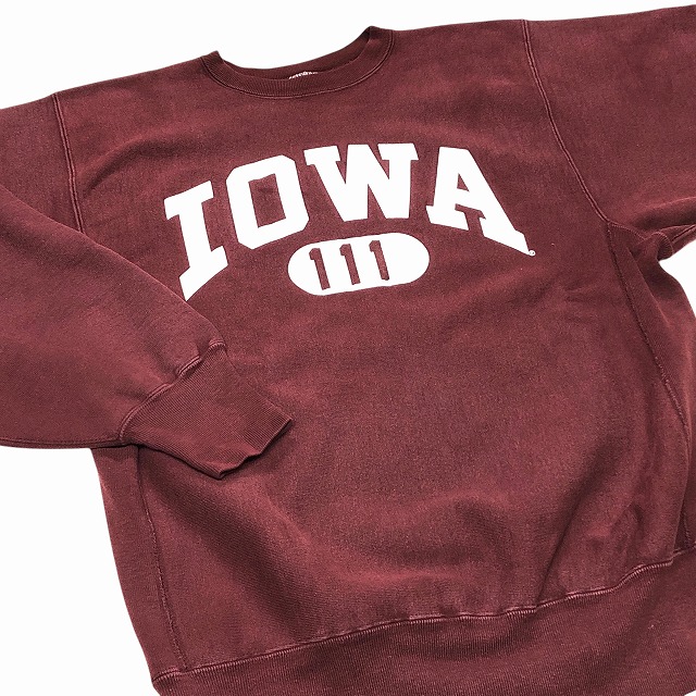 CHAMPION REVERSE WEAVE 90S 「USA製、バーガンディ×白、IOWA CHAMPION REVERSE WEAVE 90S 「USA製、バーガンディ×白、IOWA