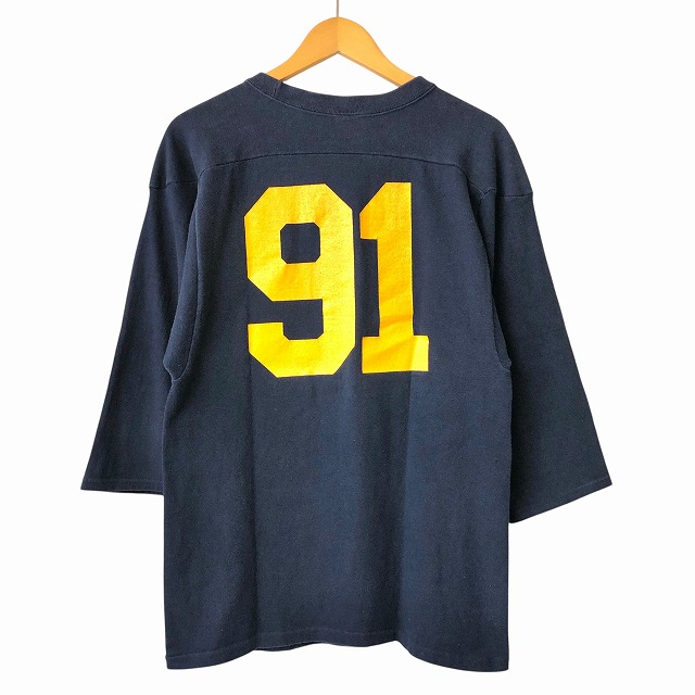 CHAMPION FOOTBALL TEE 80S 「ネイビー×イエロー、NOTRE DAME 91 CHAMPION FOOTBALL TEE 80S 「ネイビー×イエロー、NOTRE DAME 91