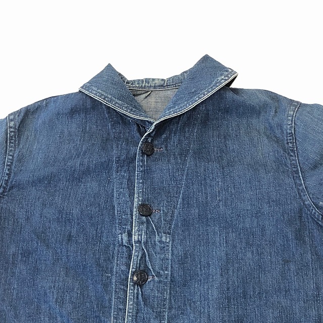 US NAVY DENIM SHAWL COVERALL 40S 「チェンジボタン、背面ステンシル 