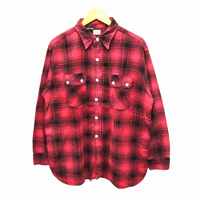 BIG YANK PRINT NEL SHIRT 50S 「赤x黒チェック、マチ付き