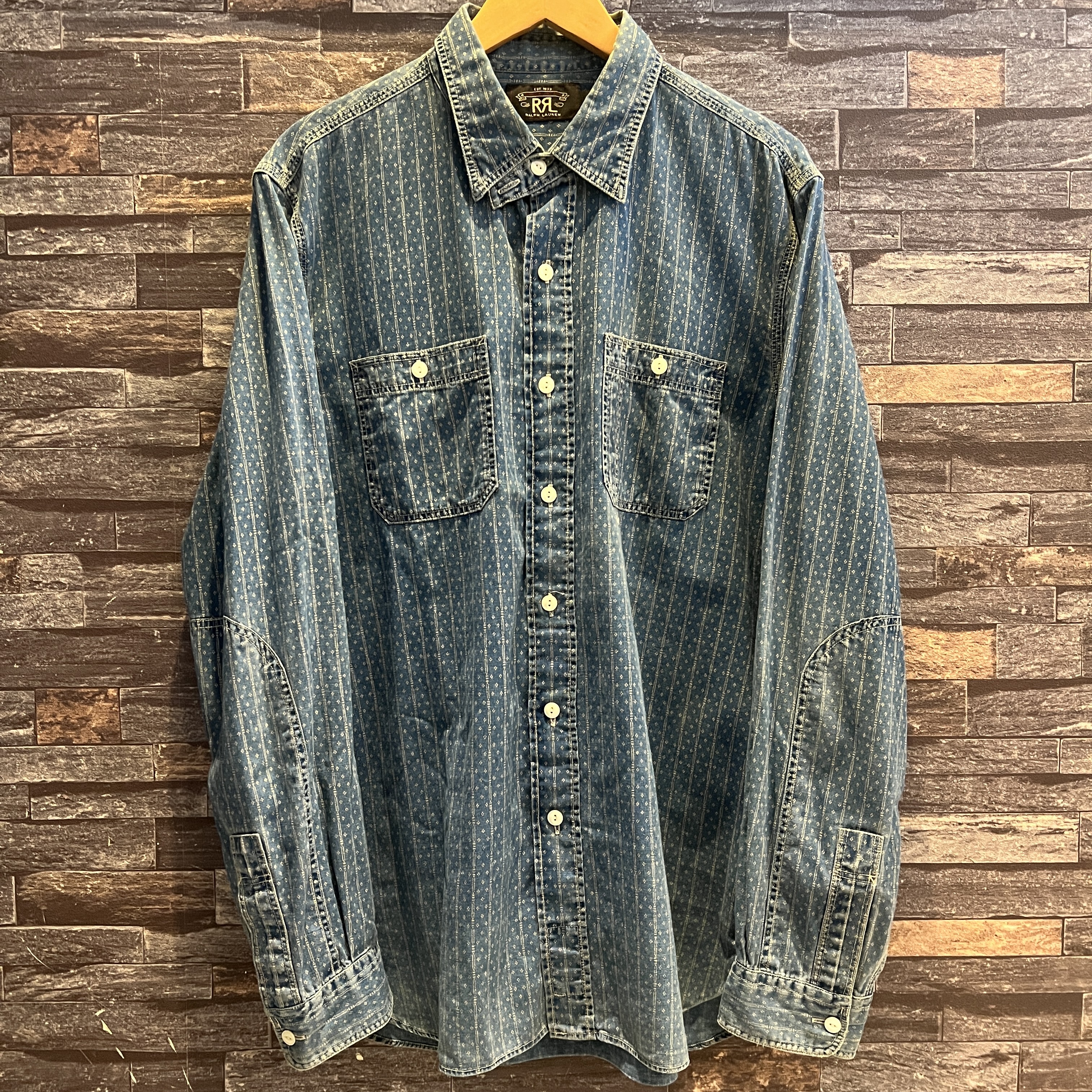 【名作】RRL ALASKA SPORTS SHIRTS デニム シャツ 総柄 RRL ALASKA SPORTS SHIRTS