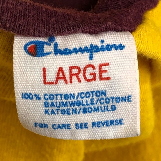 CHAMPION REVERSIBLE TEE 80S 「バーガンディ×イエロー、CULVER