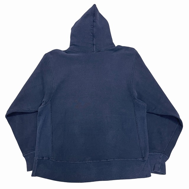 英国製レースカバー　レア　大判　ビンテージ CHAMPION REVERSE WEAVE PARKA 80S 「GIANTS F.C、ネイビー×ホワイト