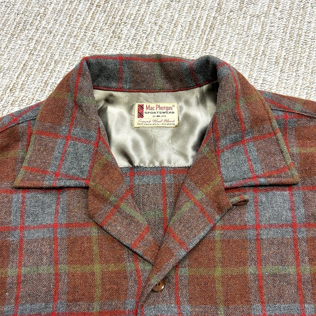 MAC PHERGUS WOOL CHECK SHIRT 60S 「赤×グレー×黄緑、サイズM
