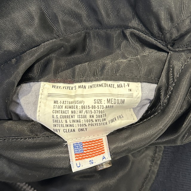 US CURRENT ISSUE MA-1 VEST 「BLACK、USA製、SIZE M」｜SAFARI