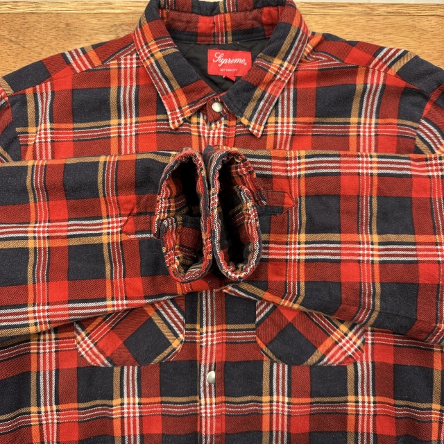 SUPREME 17AW INDEPENDENT QUILTED FLANNEL SHIRT 「サイズM