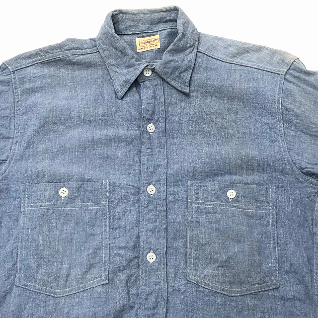 HEAD LIGHT CHAMBRAY SHIRT 50S 「ブルーシャンブレー、マチ付き、14