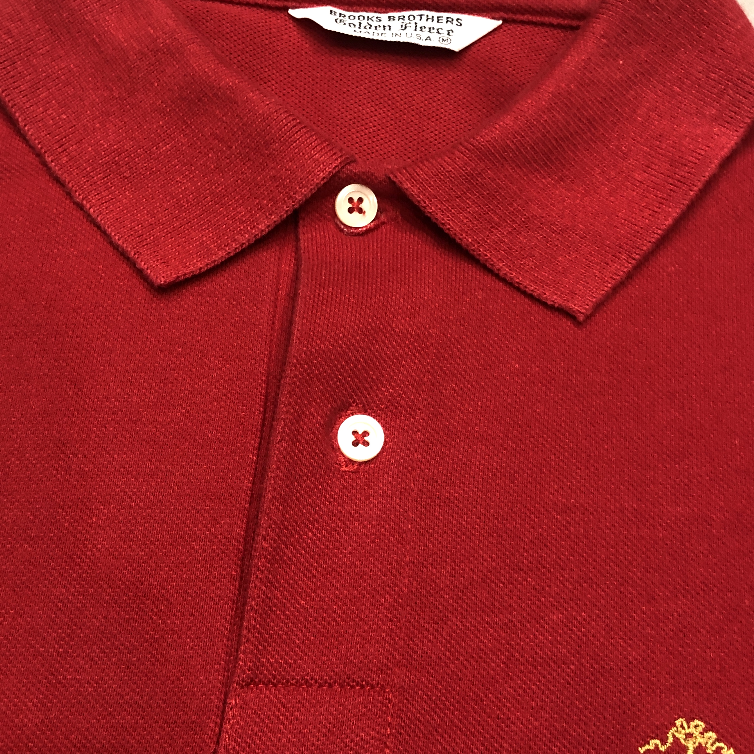 高級品 BrooksBrothers ワインレッド ポロシャツ ロゴ刺繍M