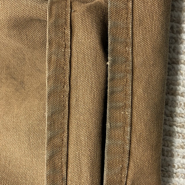 セブンフェアリー【モカ】シャンタンパンツ　一度着用 CARHARTT COTTON PANT 70S 「ダブルニー、ベージュ、実寸WL