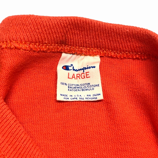 CHAMPION ATHLETIC TEE 80S 「オレンジソリッド、L」｜SAFARI