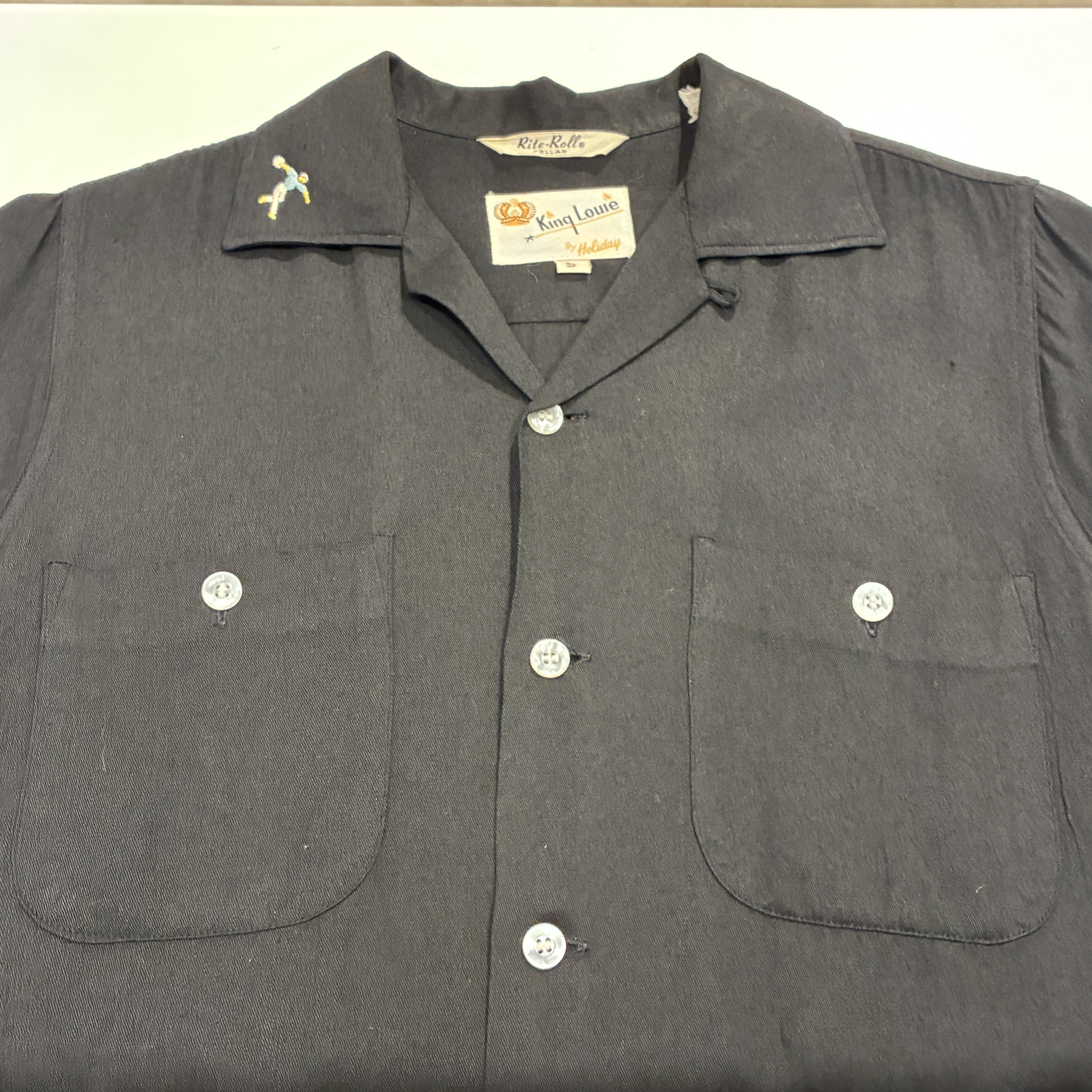 KING LOUIE S/S BOWLING SHIRT 「ブラック、レーヨン、SIZE S