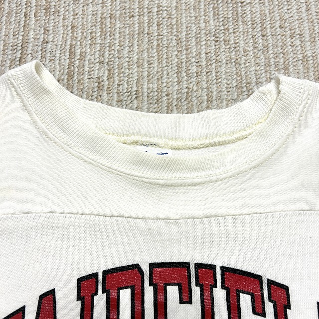 CHAMPION FOOTBALL T-SHIRT 80S 「FAIRFIELD、ホワイト×レッド、サイズ