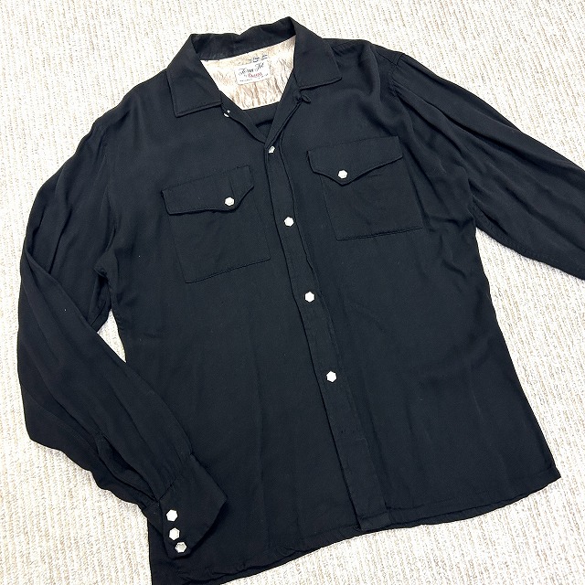 CAMPUS OPEN COLLAR RAYON SHIRT 60S 「ブラック、サイズM」｜SAFARI