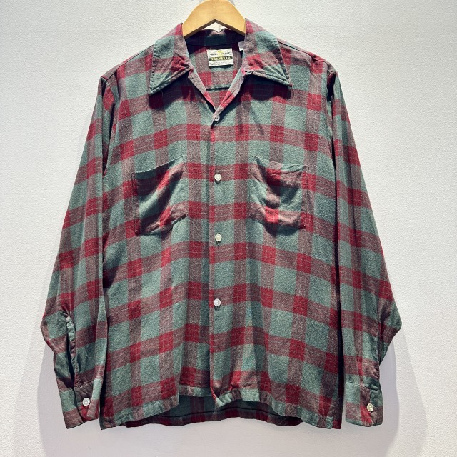 70s GRANELLA vintage rayon shrit からし GRANELLA RAYON CHECK SHIRT 70S 「グリーン×レッド、SIZE M」｜SAFARI
