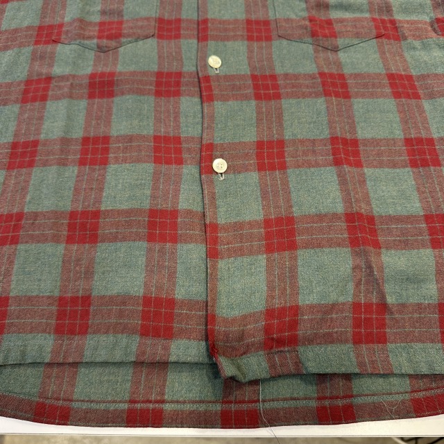 GRANELLA RAYON CHECK SHIRT 70S 「グリーン×レッド、SIZE M」｜SAFARI