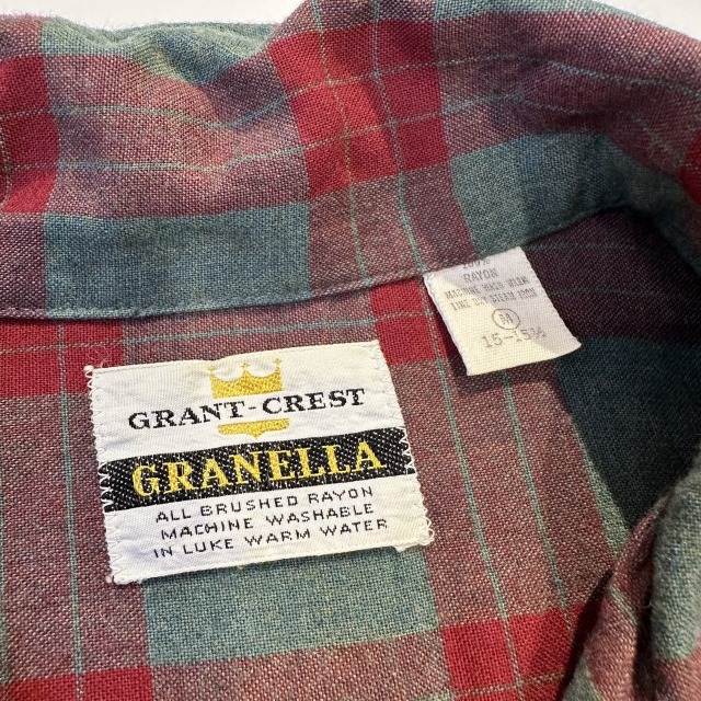 GRANELLA RAYON CHECK SHIRT 70S 「グリーン×レッド、SIZE M」｜SAFARI