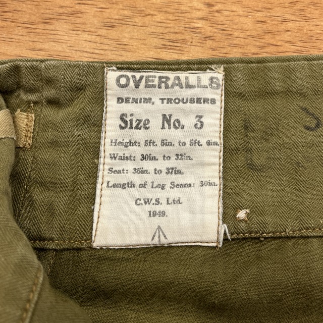 BRITISH ARMY GREEN DENIM COTTON PANT 40'S 「サイズ3」｜SAFARI