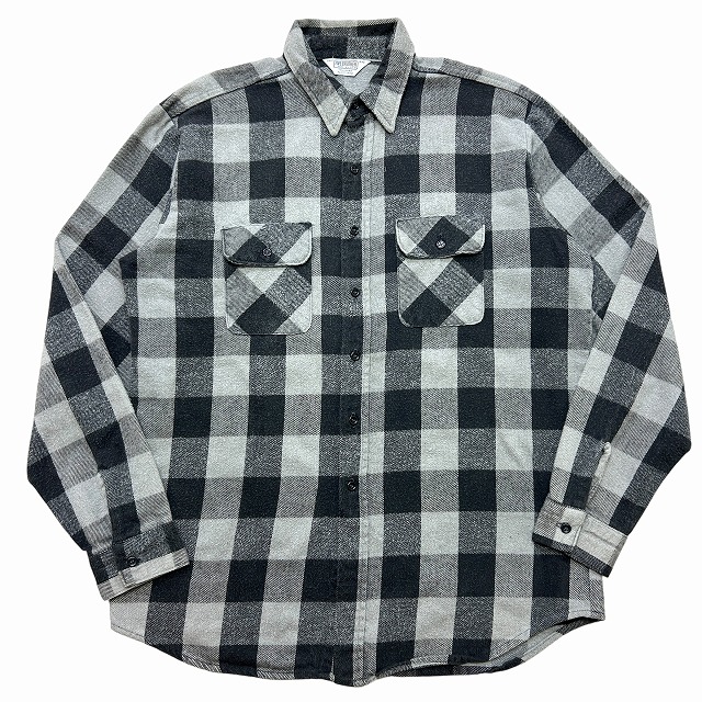 FIVE BROTHER FLANNEL CHECK SHIRT 80S 「グレー×ブラック、サイズXL
