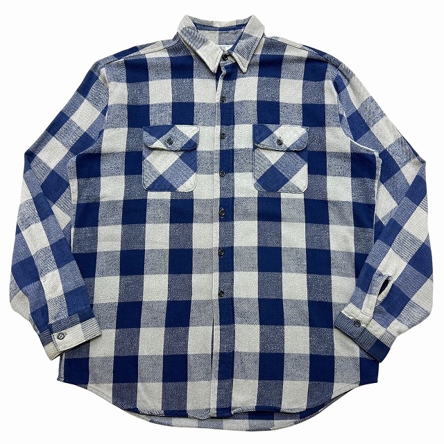 FIVE BROTHER FLANNEL CHECK SHIRT 80S 「グレー×ネイビー、サイズXL