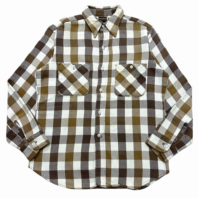 whitejam シロセ 私物 ホワイト・ブラウン チェック柄 BIG YANK FLANNEL CHECK SHIRT 70S 「ホワイト×ベージュ×ブラウン
