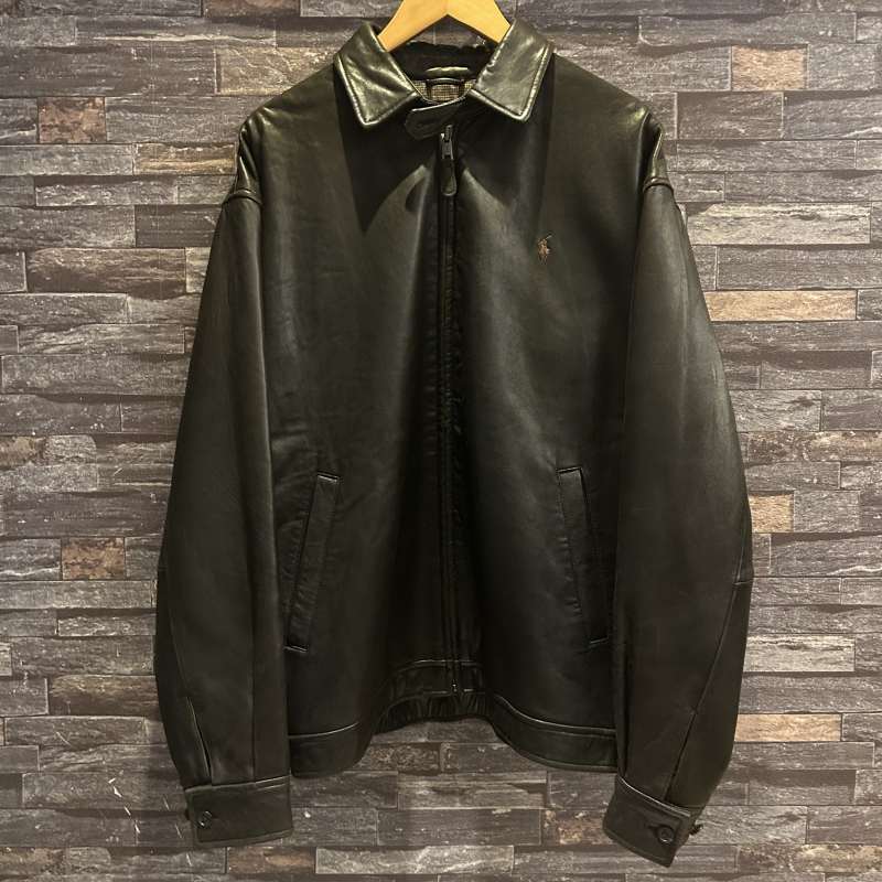 【高級】ラルフローレンブラックレーベル　サファリジャケット　茶　金具　シルク RALPH LAUREN SWING TOP JACKET 「LEATHER、BLACK」｜SAFARI