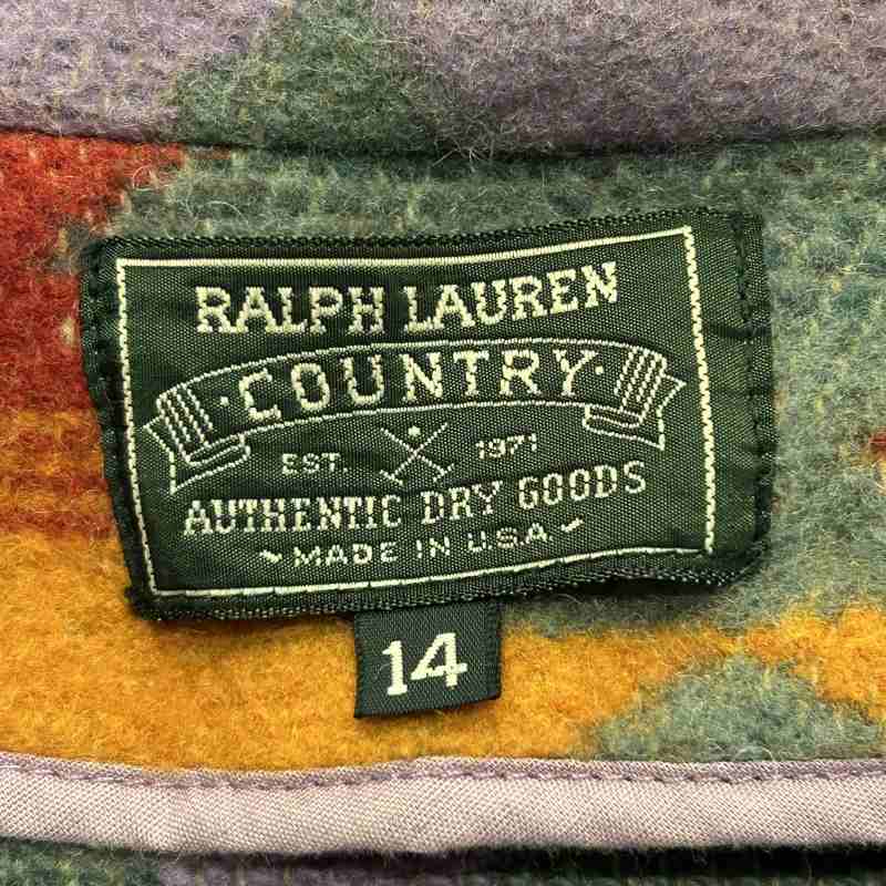 【USA製】RALPH LAUREN nativeデザイン ウールジャケット RALPH LAUREN COUNTRY NATIVE WOOL COVERALL 1990'S OLD USA製