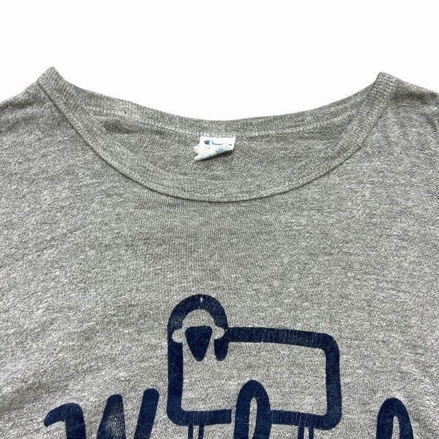 CHAMPION ATHLETIC TEE 80S 「WOOLRICH、フロッキープリント、M
