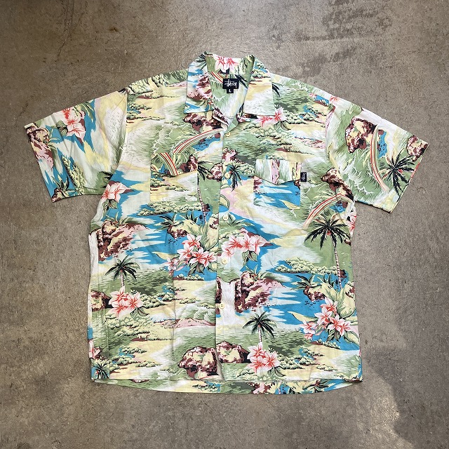 80’s レトロ デッドストック SANRIO サファリたあ坊 刺繡 シャツ STUSSY HAWAIIAN SHIRT 1990'S OLD｜SAFARI サファリ｜高円寺