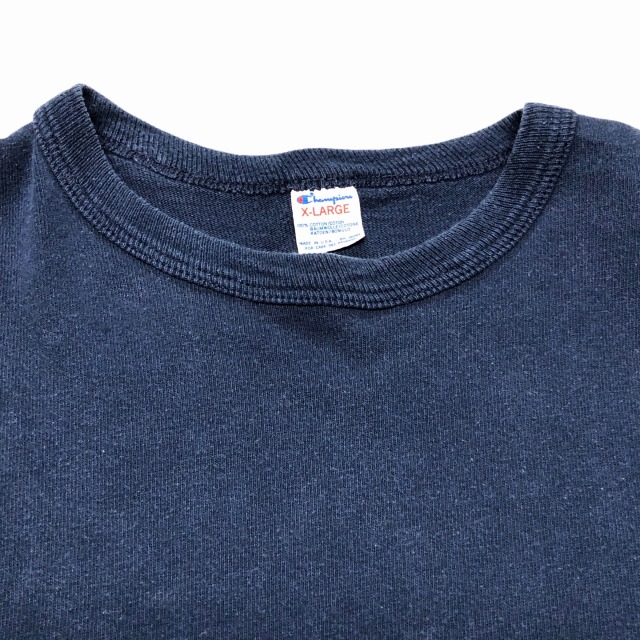 CHAMPION COTTON L/S TEE 80S 「ネイビー、無地、XL」｜SAFARI