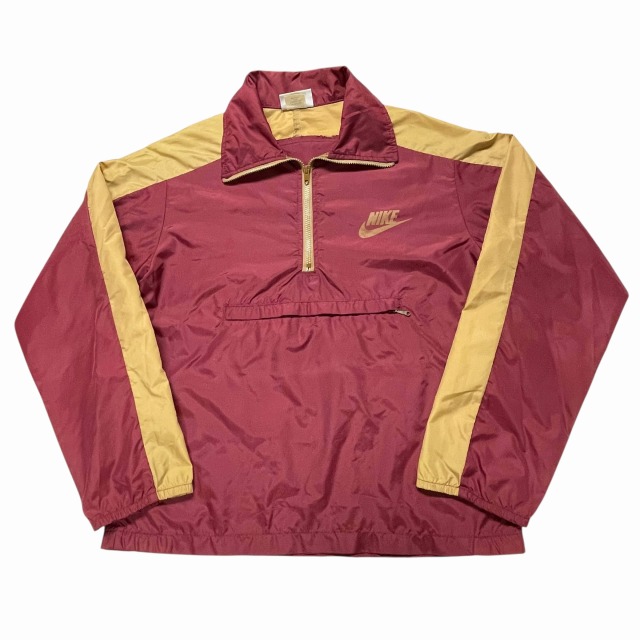 希少 ナイキ ゴルフ ジャンパー ジャケット　フジカラー フジフィルム 刺繍 NIKE P/O NYLON JACKET 70S 「オレンジタグ、バーガンディ