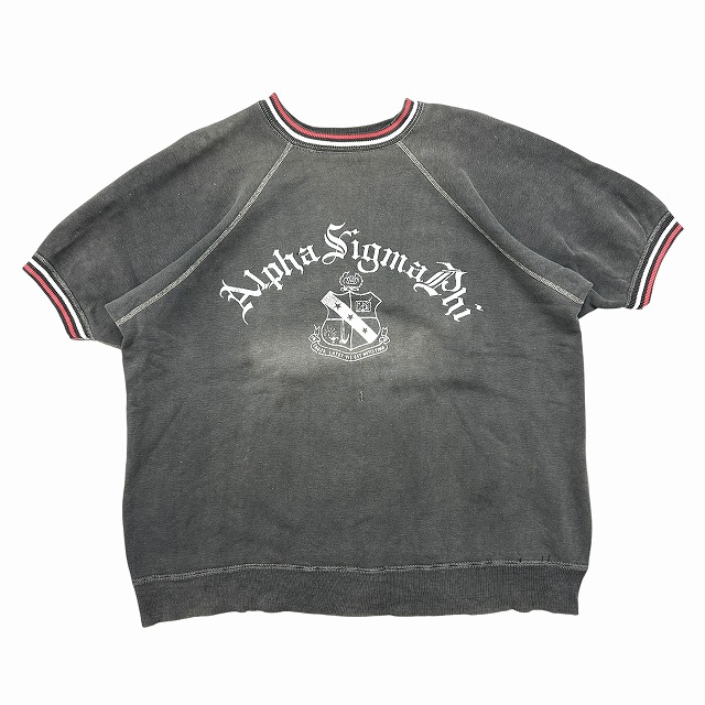 1960'S VINTAGE S/S SWEAT SHIRT 「フロッキープリント、ALPHA SIGMA