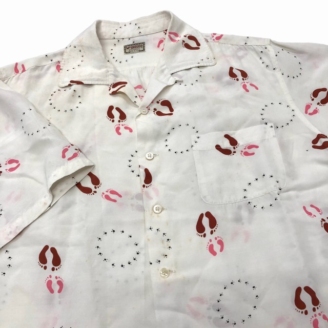 McGREGOR RAYON SHIRT 60S 「フットプリント、ホワイト、L」｜SAFARI