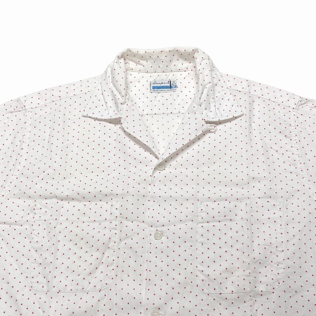 【関税&送料込】Rotate Top White 1960'S VINTAGE OPEN COLLAR SHIRT 「白×赤、ドット柄」｜SAFARI