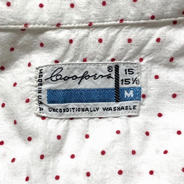 1960'S VINTAGE OPEN COLLAR SHIRT 「白×赤、ドット柄」｜SAFARI