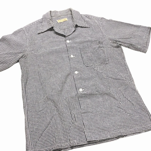 MARSHALL FIELD&COMPANY OPEN COLLAR SHIRT 「白×黒、ギンガム