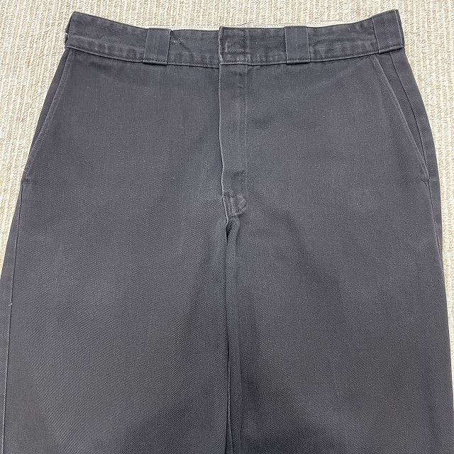DICKIES COTTON PANT 90S 「圧着タグ、拡張ウエスト、ブラック、実寸