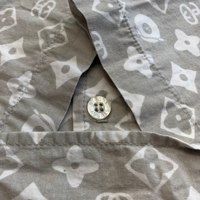 STUSSY LV MONOGRAM S/S SHIRT GRAY XL 1990'S OLD｜SAFARI サファリ｜高円寺 吉祥寺  VINTAGE、IMPORTBRANDの買取・委託販売専門ショップ