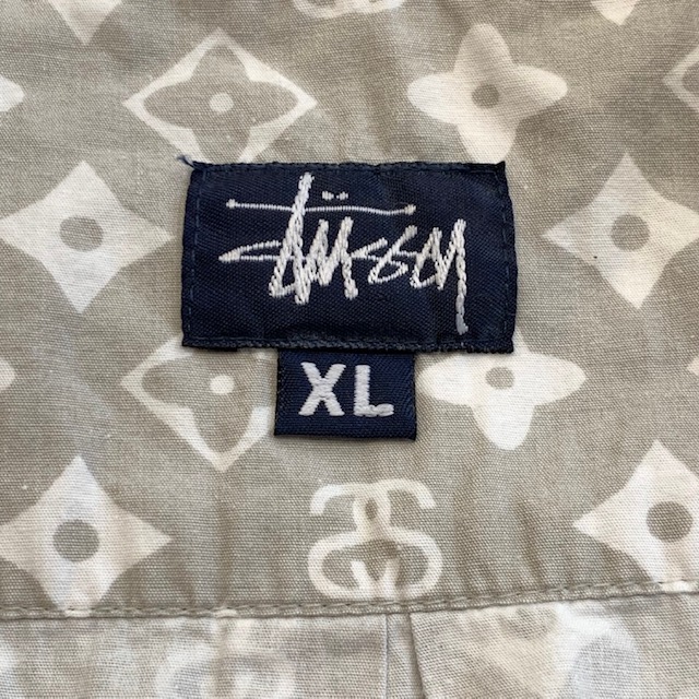 STUSSY LV MONOGRAM S/S SHIRT GRAY XL 1990'S OLD｜SAFARI サファリ｜高円寺 吉祥寺  VINTAGE、IMPORTBRANDの買取・委託販売専門ショップ