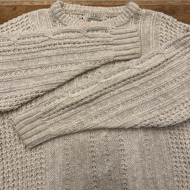★linen★『サファリ』 80S LL BEAN COTTON/LINEN SWEATER 「SIZE L、WHITE」｜SAFARI