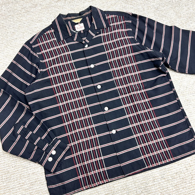BERMAN PICKUS OPEN COLLAR SHIRT 50S 「SINGLE NEEDLE、ブラック