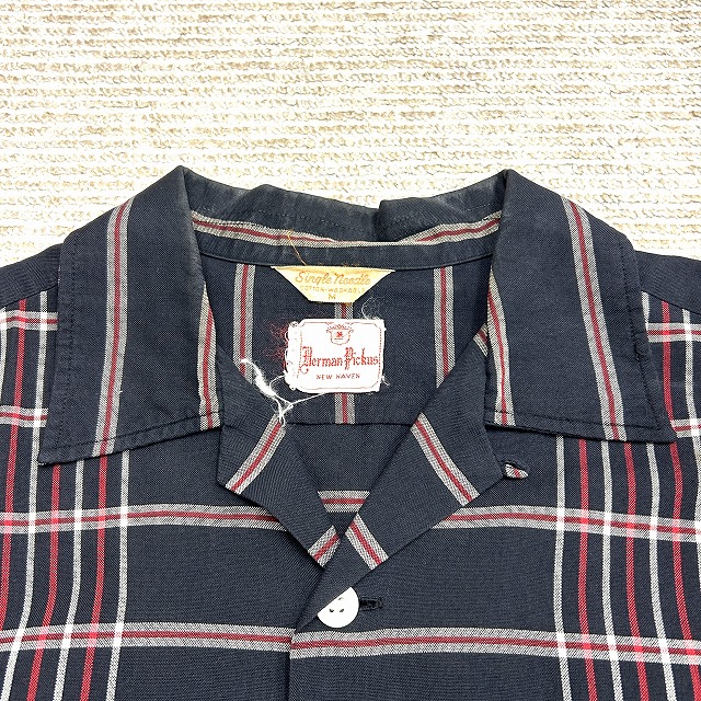 BERMAN PICKUS OPEN COLLAR SHIRT 50S 「SINGLE NEEDLE、ブラック